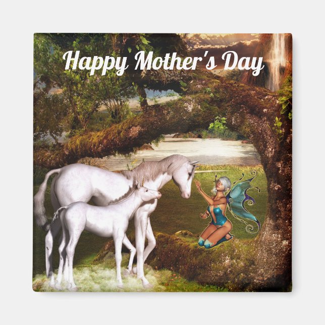 Imán Magnet del Día de la Madre de Unicornio (Frente)