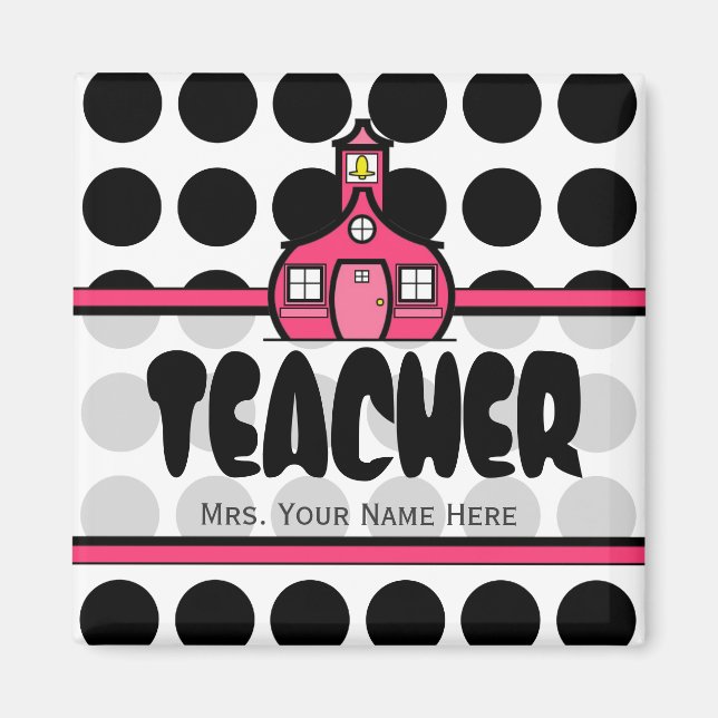 Imán Magnet del profesor - Punto de polka negro (Frente)