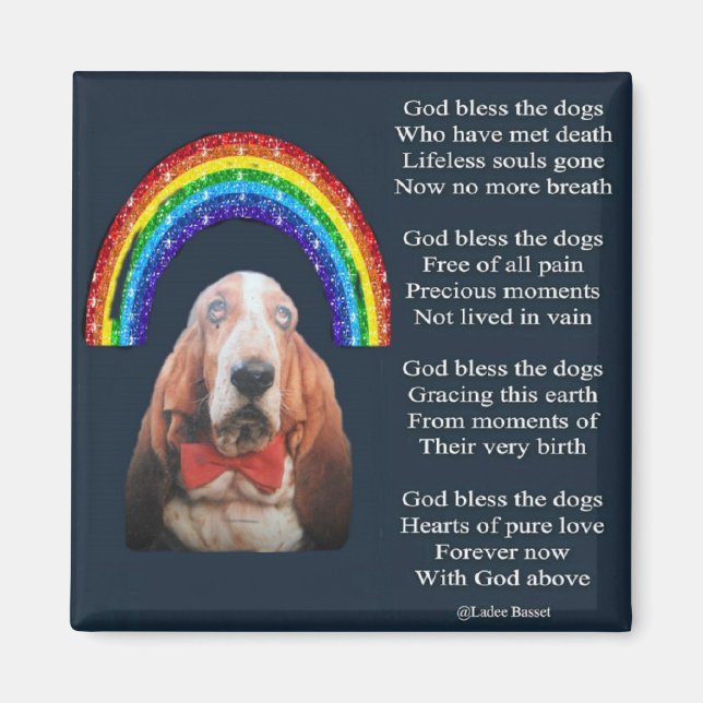 Imán Magnet Dios bendice el poema de los perros (Frente)