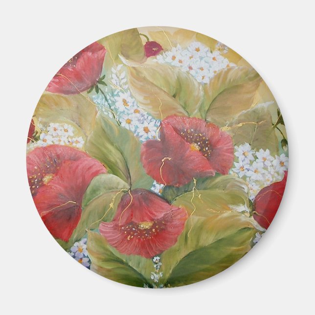IMÁN MAGNET FINEART DE POPPIES ESCARLETAS (Frente)