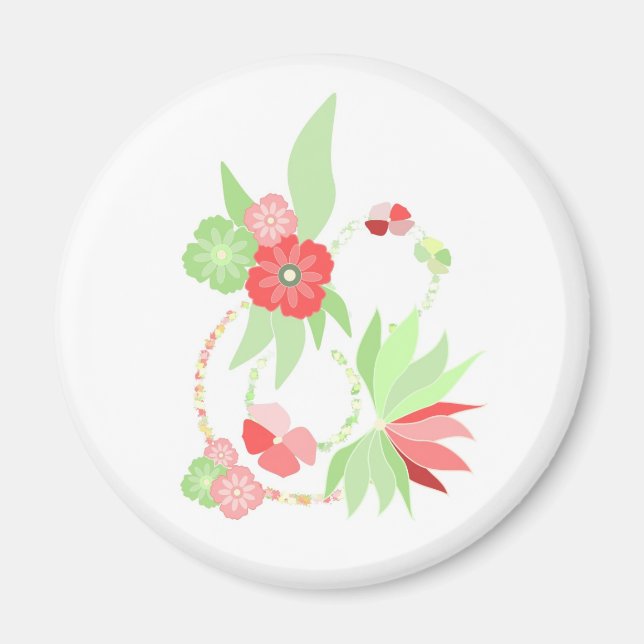 Imán Magnet fleurs tropicales roses (Frente)