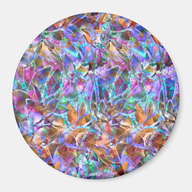 Imán Magnet Floral Abstract Vidrio Manchado (Frente)