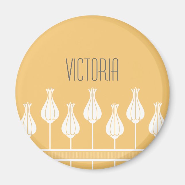 Imán Magnet floral Coral Art Deco (Frente)