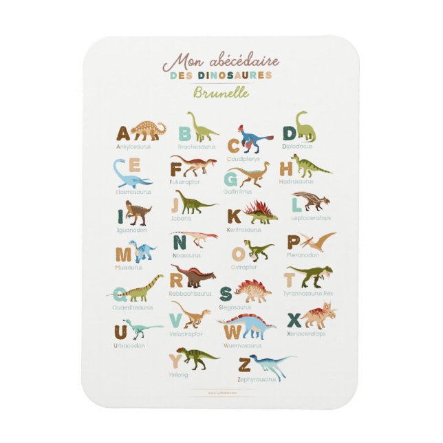 Imán Magnet Frigo Abécédaire Dinosaures (Français) (Vertical)