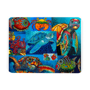 Imán Magnet "Funky Sea Critters Collage"