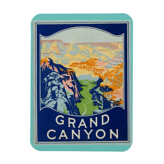 Imán Magnet, Grand Canyon vintage travel art (Vertical)