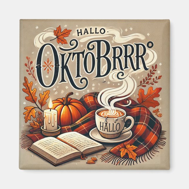 Imán Magnet: Hallo Oktobrrr Herbstdesign (Frente)