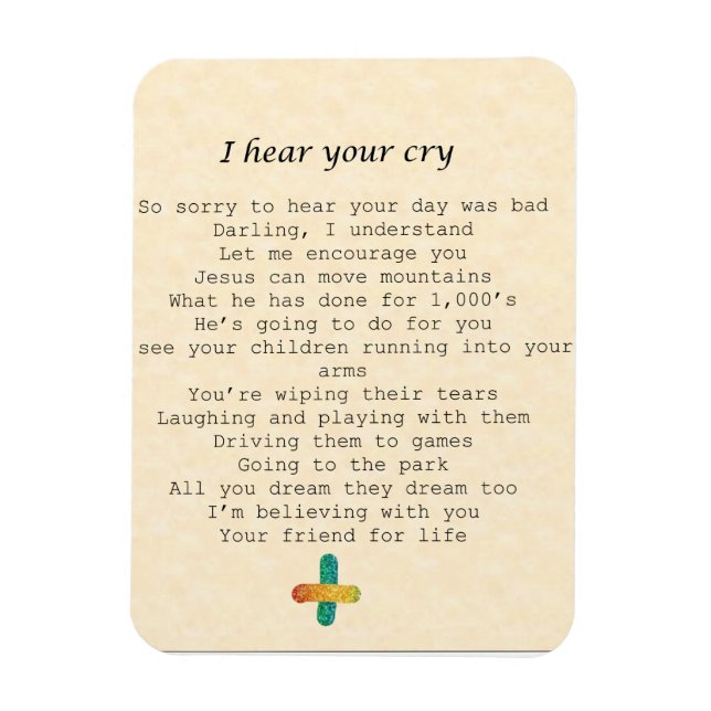 Imán magnet-'I hear your cry" (Vertical)