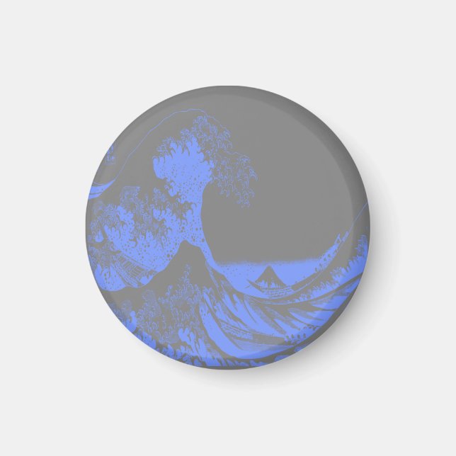 Imán Magnet La Gran Ola Azul Y Gris (Frente)