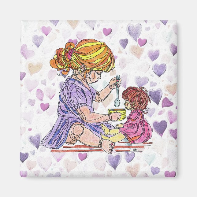 Imán Magnet Little Girl and Baby Doll (Frente)