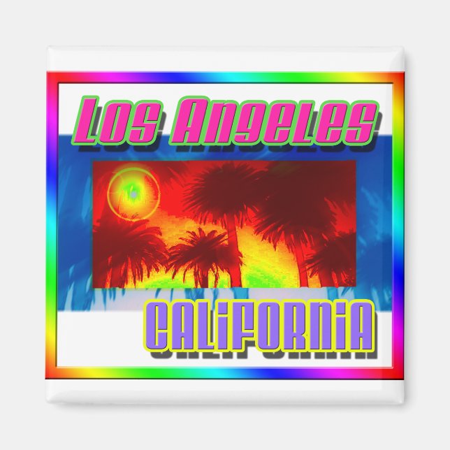 Imán Magnet "Los Angeles California Sunset Palm Trees" (Frente)