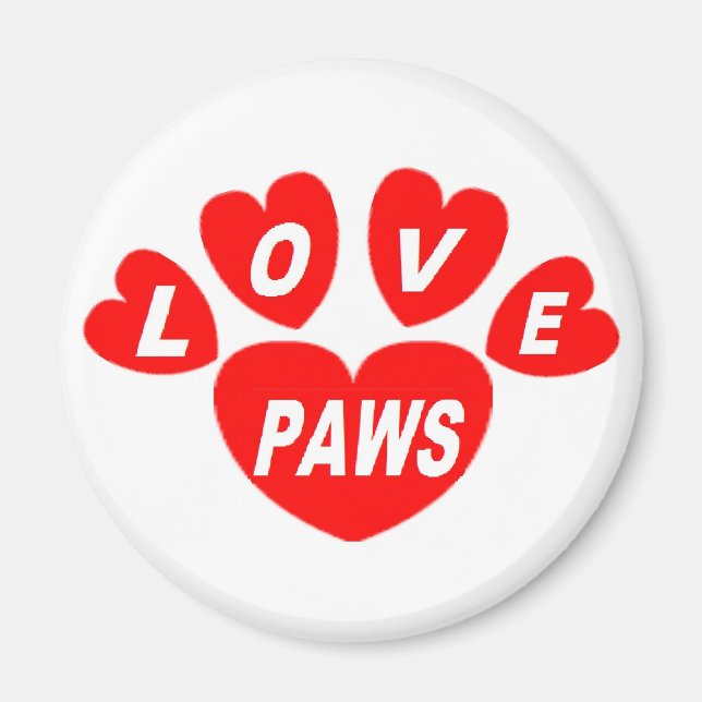Imán Magnet Love Paws Corazones Rojo (Frente)