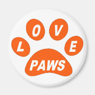 Imán Magnet Love Paws sobre el Naranja Paws