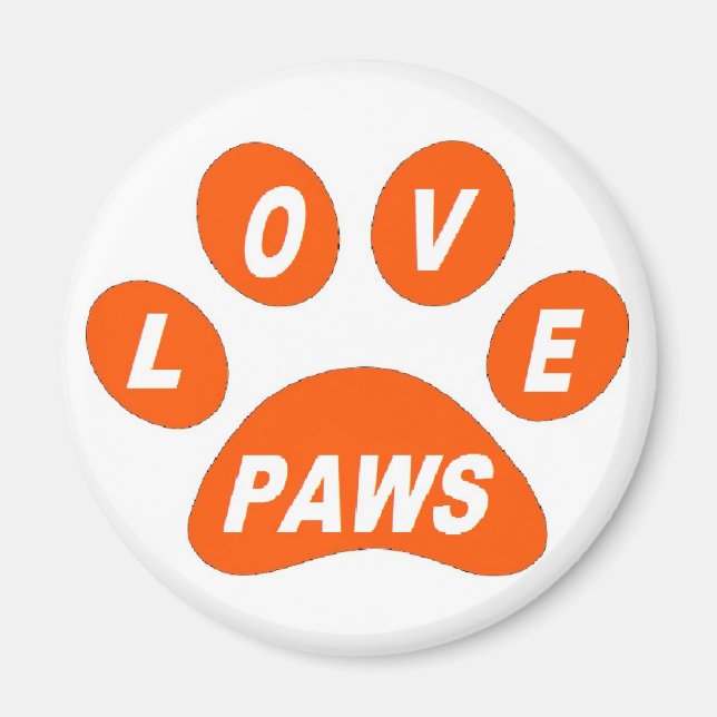 Imán Magnet Love Paws sobre el Naranja Paws (Frente)