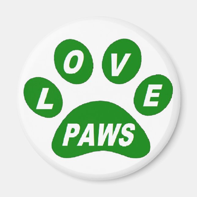 Imán Magnet Love Paws sobre el verde de los árboles (Frente)
