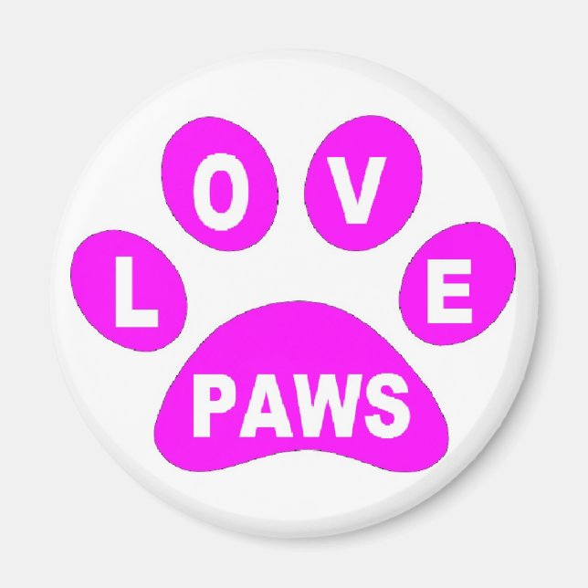 Imán Magnet Love Paws sobre las garras rosadas (Frente)