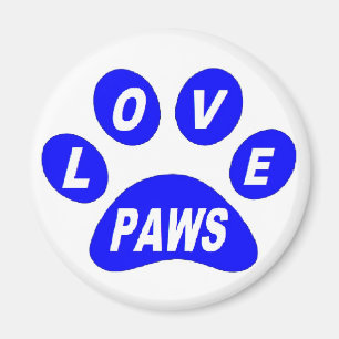 Imán Magnet Love Paws sobre las patas azul