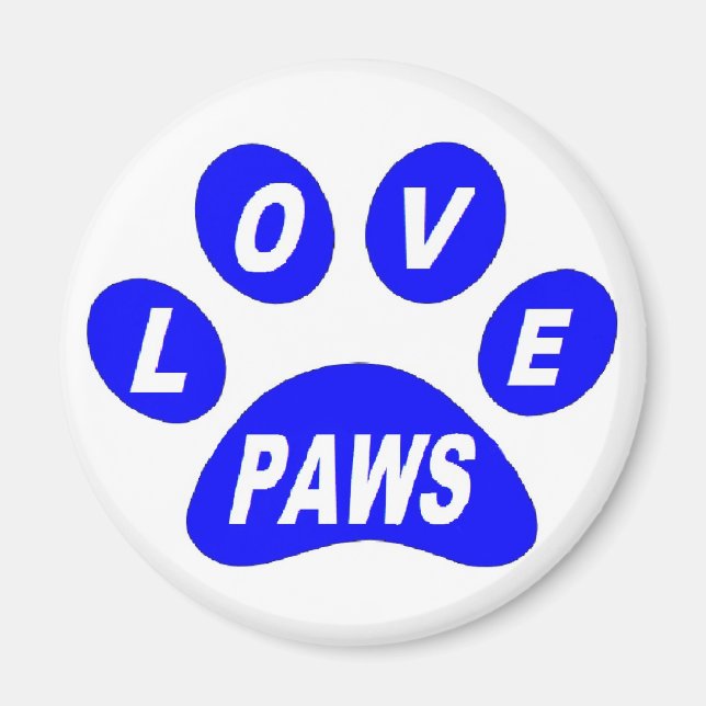 Imán Magnet Love Paws sobre las patas azul (Frente)