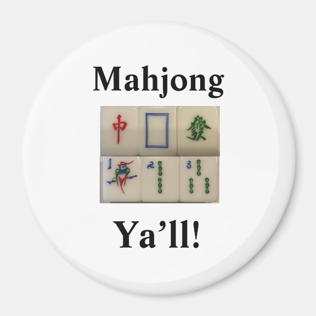 Imán Magnet Mahjong divertido con baldosas de bambú (Frente)