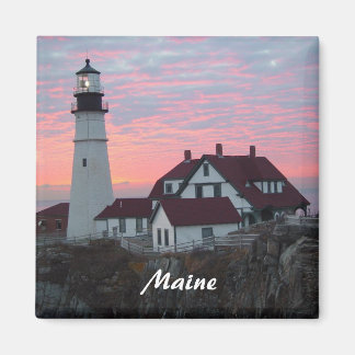 Imán Magnet Maine Square de Portland Headlight Sunrise