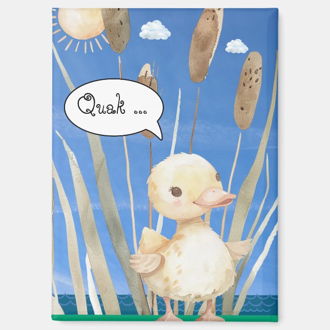 Imán Magnet mit kleine Ente im Schilf am See (Anverso)