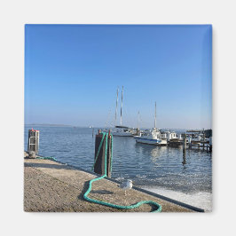 Imán Magnet mit Möwe am Hafenufer