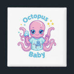 Imán Magnet Octopus Baby<br><div class="desc">Craquez pour cette adorable pieuvre bébé au style kawaii, habillée d'un petit t-shirt bleu et entourée d'étoiles scintillantes ! Un design marin plein de douceur et de bonne humeur, parfait pour les amoureux de la mer, les parents, et tous les fans d'animaux marins mignons. Idéal comme cadeau original pour un...</div>