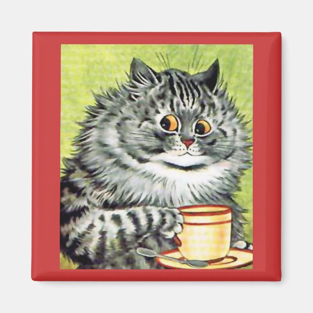 Imán Magnet para gatos de té por Louis Wain (Frente)