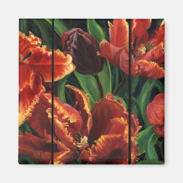 Imán Magnet "Parrot Tulips Triptych" (Frente)