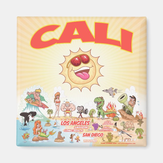 Imán Magnet Personalizado Cali del Sur de California (Frente)