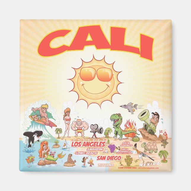 Imán Magnet Personalizado Cali del Sur de California (Frente)