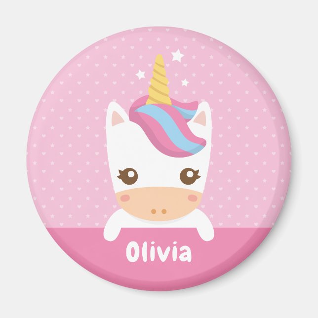 Imán Magnet personalizado de pequeños Chicas de Unicorn (Frente)