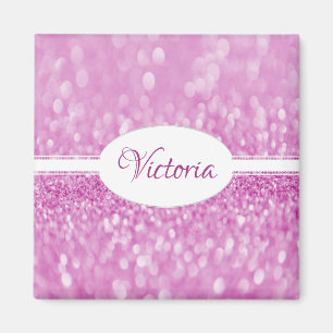 Imán Magnet personalizado de Purpurina magenta