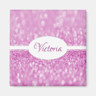 Imán Magnet personalizado de Purpurina magenta