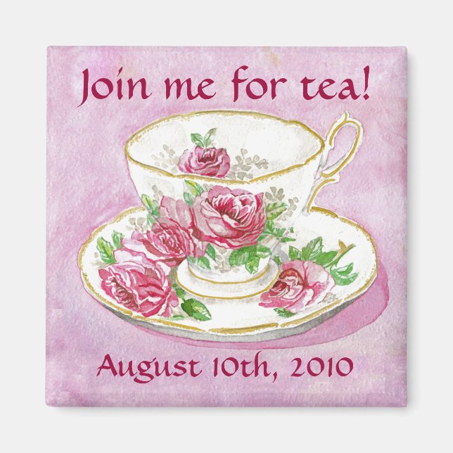 Imán Magnet - ¡Personalizar! Té de té rosa rosa (Frente)