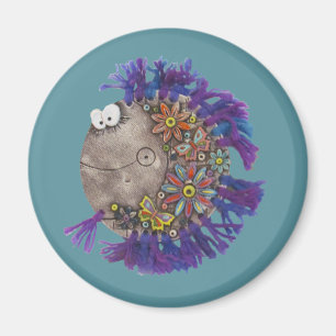 Imán Magnet - Pescado de yarn morado - Papa