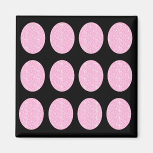 Imán Magnet Pink Purpurinas Círculos En Negro