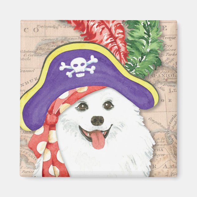 Imán Magnet pirata de perro esquimal estadounidense (Frente)