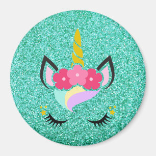 Imán Magnet Purpurina Verde azulado de Unicornio person