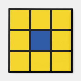 Imán Magnet Quadrate Blume Gelb Blau