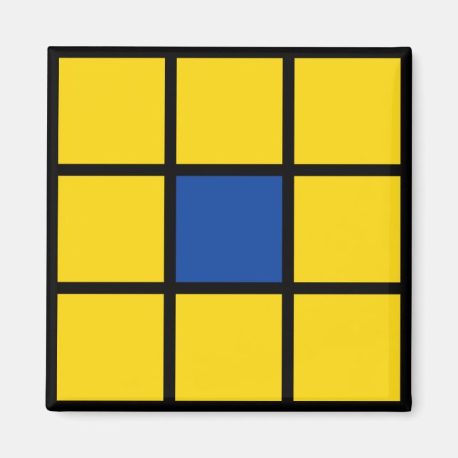 Imán Magnet Quadrate Blume Gelb Blau (Frente)