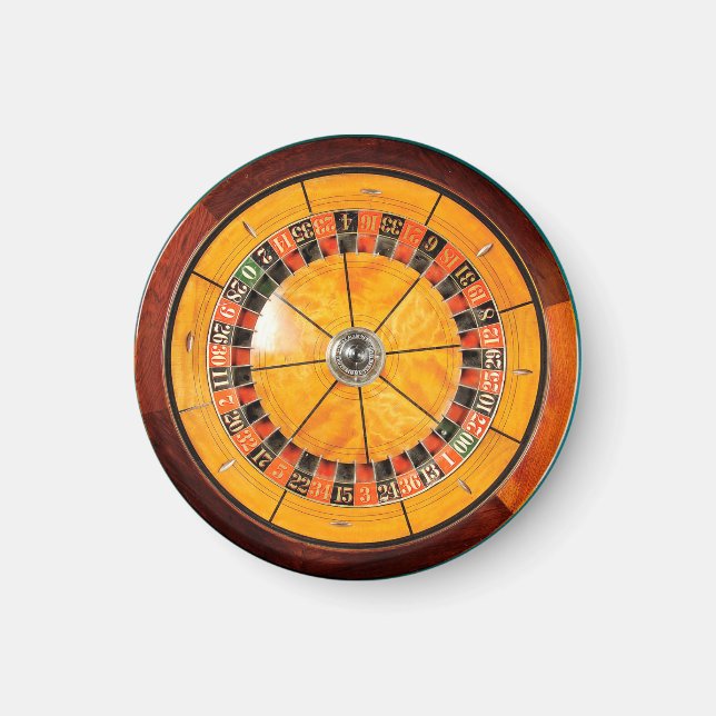 Imán Magnet redondeado de rueda de ruleta de madera clá (Frente)