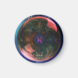 Imán Magnet redondo- Tema Zodiaco- Pisces