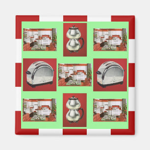 Imán Magnet ~ RETRO KITCHEN Chrome Checkers de mediados