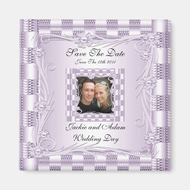 Imán Magnet Save The Date Boda Mauve Lilac Floral (Frente)