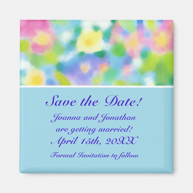 Imán Magnet "Save the Date", flores de primavera (Frente)