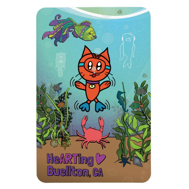 Imán Magnet - Scuba Cat - Buellton.Art (Vertical)