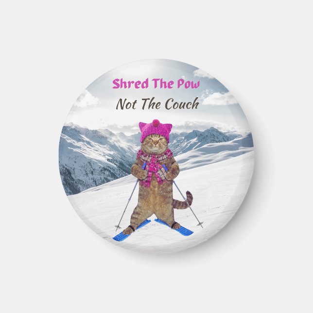 Imán Magnet, Shred the Pow Ski Cat (Frente)