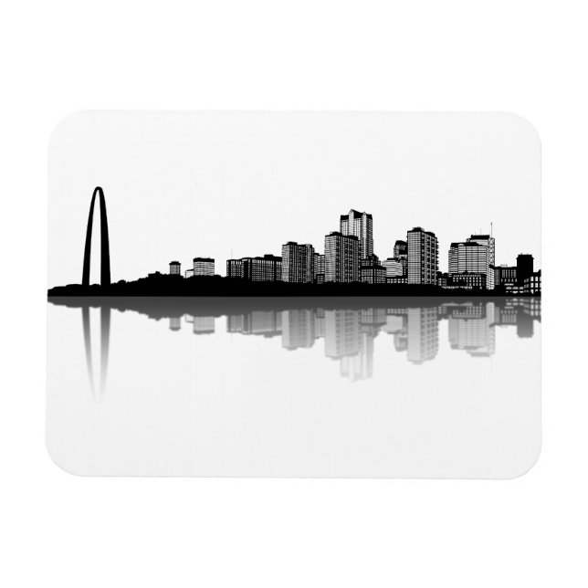 Imán Magnet Skyline de St. Louis (b/w) (Horizontal)