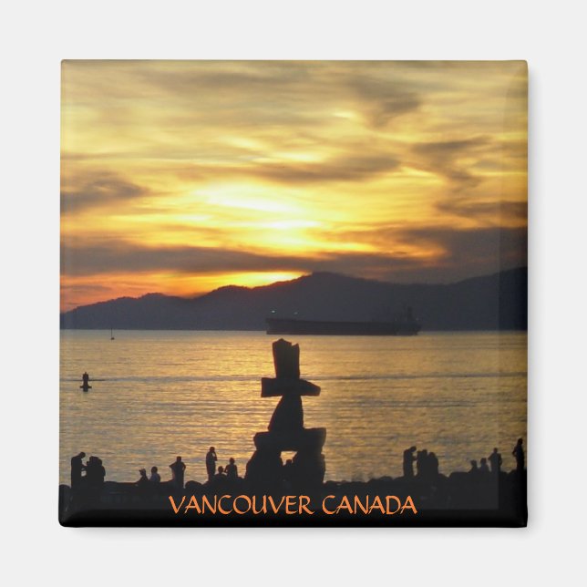 Imán Magnet Souvenir de Vancouver Sunset Beach Magnetes (Frente)